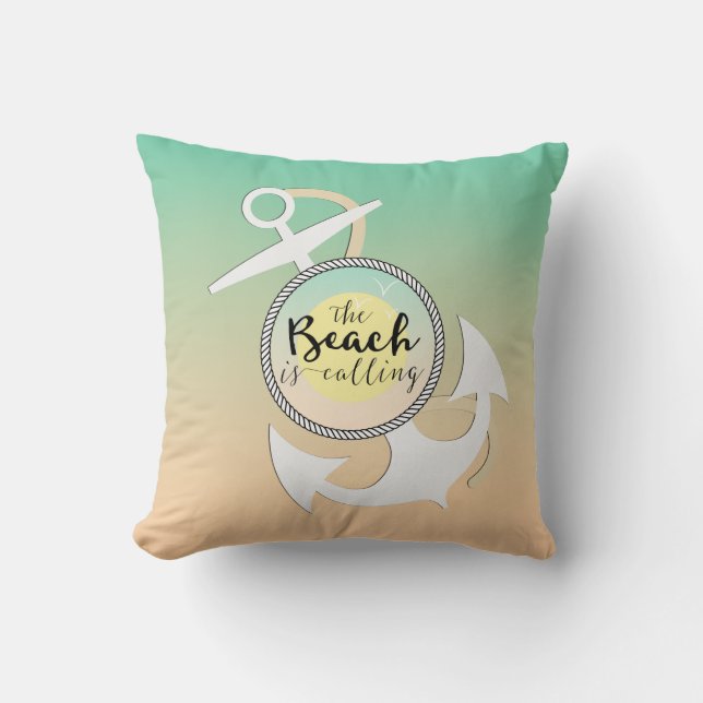 Ombre Beach Nautical Anchor Kudde (Framsida)