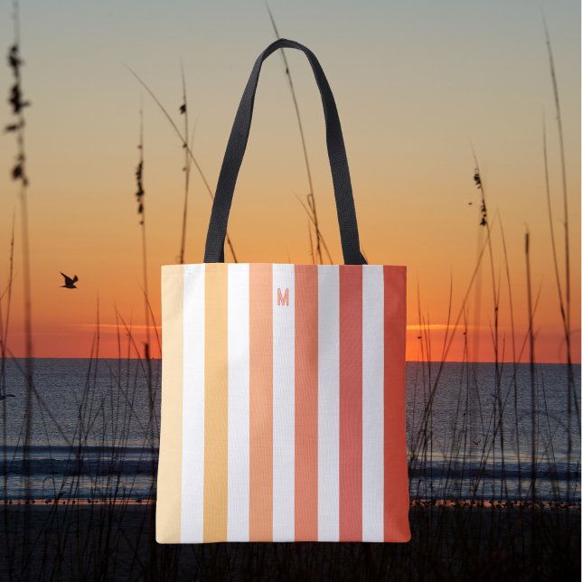 Ombre Beach Sunrise Rand & Personlig Monogram Tygkasse (Skapare uppladdad)