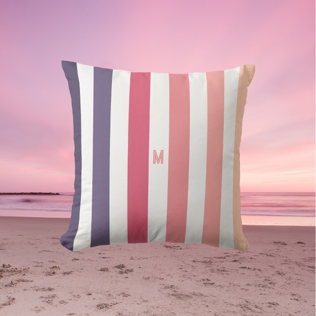 Ombre Beach Sunset Rand & Personlig Monogram Kudde (Skapare uppladdad)