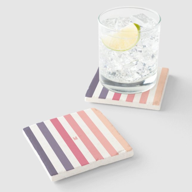 Ombre Beach Sunset Rand & Personlig Monogram Stenunderlägg (Sidan)