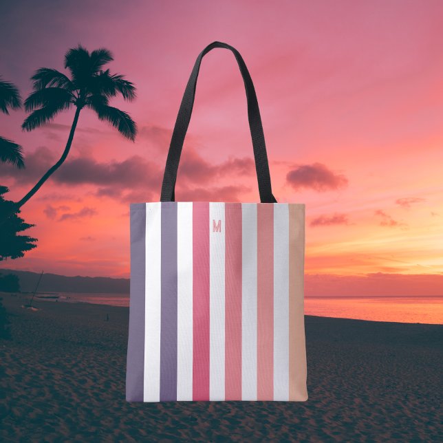 Ombre Beach Sunset Rand & Personlig Monogram Tygkasse (Skapare uppladdad)