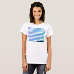 Ombre Blåa Ränder Sommar T Shirt