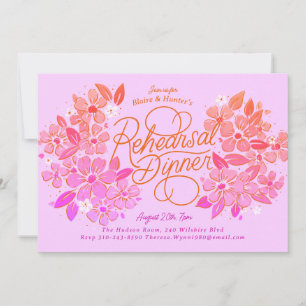 Ombre Blommigt Hand-Lettered Rehearsal Dinner Inbjudningar