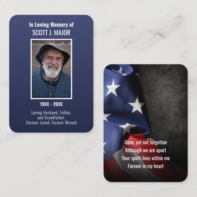 Ombre Blue Flagga Prayer-fotokort Visitkort (Fram/baksida)