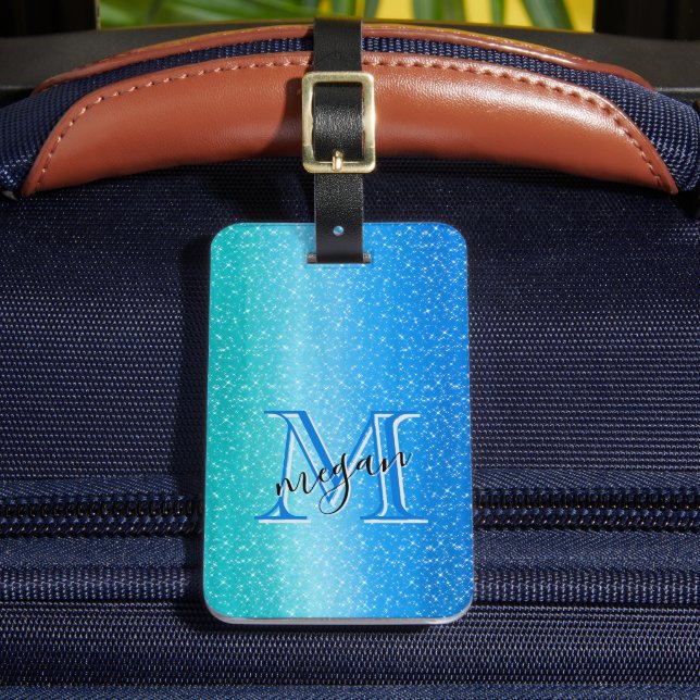 Ombre blue Gnistra Personlig Monogram Bagagebricka (Framsida Insitu 2)