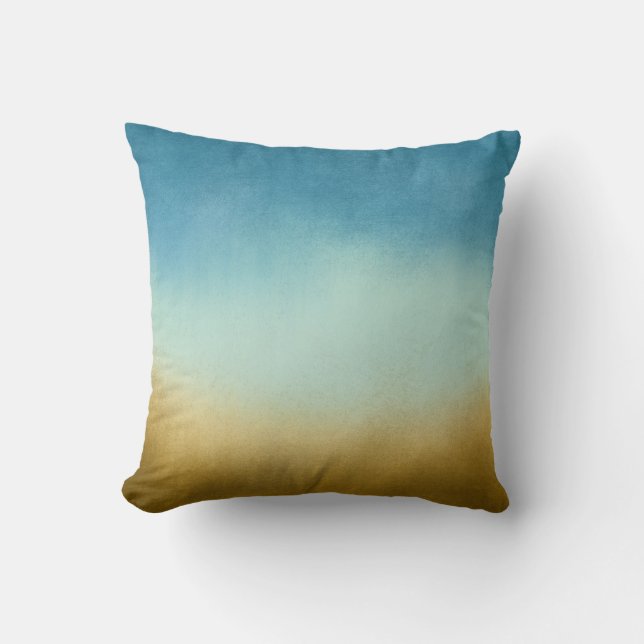 Ombre Blue och Guld Pillow Kudde (Framsida)