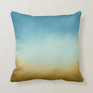 Ombre Blue och Guld Pillow Kudde