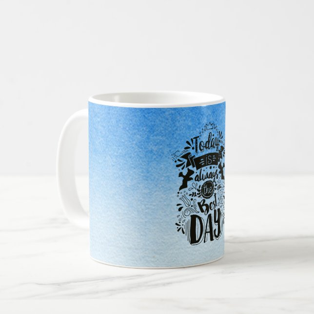 Ombre Blue och white Dive in i drömnyanser Kaffemugg (Framsida vänster)