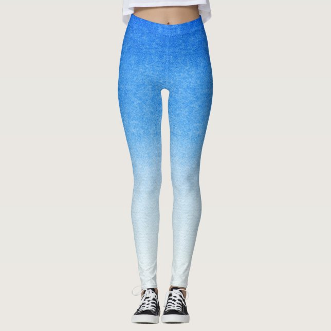 Ombre Blue och white Dive in i drömnyanser Leggings (Framsida)