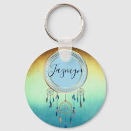 Ombre Blue Orange Personlig Dreamcatcher Nyckelring