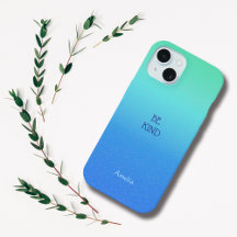 Ombre Blue Personalize Quote & Namn Iphone case