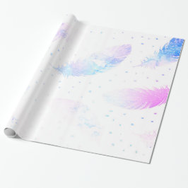 *~* Ombre Blue Rosa Magenta Feathers on White Presentpapper