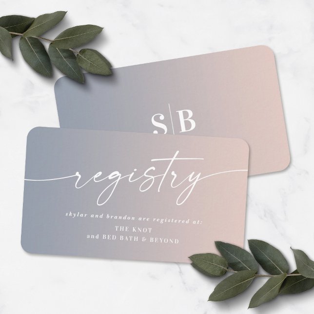 Ombre Blue & Rosa Möhippa Gift-register Tilläggskort (Skapare uppladdad)