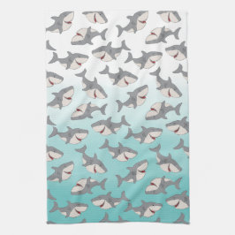 Ombre Blue Shark Mönster Städning Trasa Kitchen Kökshandduk