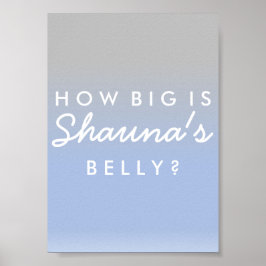 Ombre Blue Silver Belly Storlek Baby Shower Game S Poster