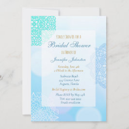 Ombre Blue, Teal and White Mandala Möhippa Inbjudningar