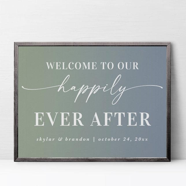 Ombre Blue Välkommen till vår lyckliga dag efter u Poster (Skapare uppladdad)