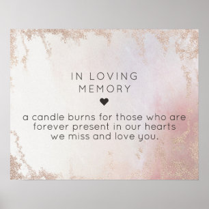 Ombre Blush Rosa Frostad "In Loving Memory" Skylt