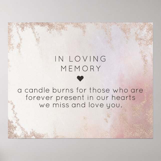 Ombre Blush Rosa Frostad "In Loving Memory" Skylt (Framsidan)
