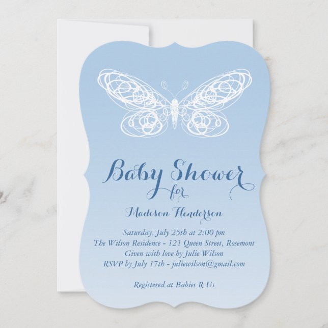 Ombre Butterfly Baby Shower-inbjudan Inbjudningar (Framsida)