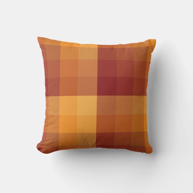 Ombre Checker Blocks Autumn färg Kudde (Framsida)