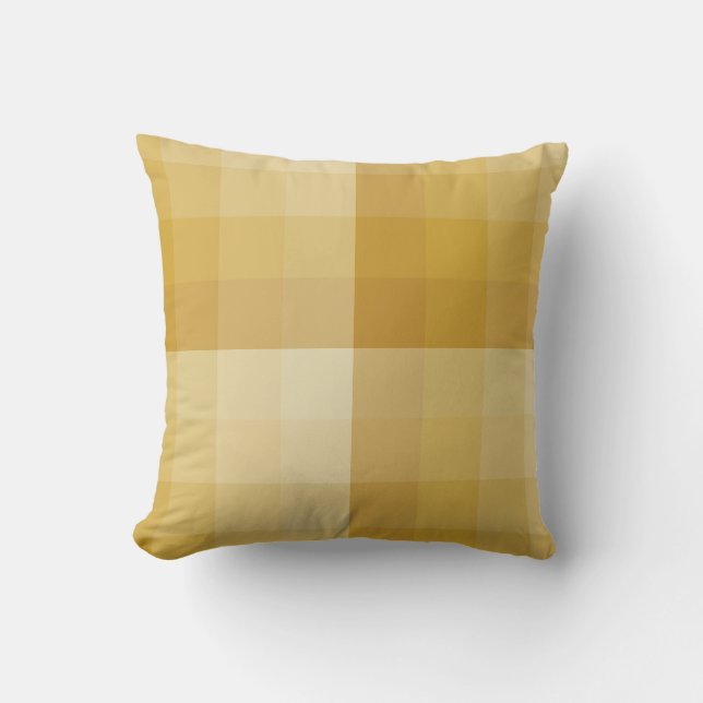 Ombre Checker Blocks Mörk Guld Dekorativ kudde (Framsida)