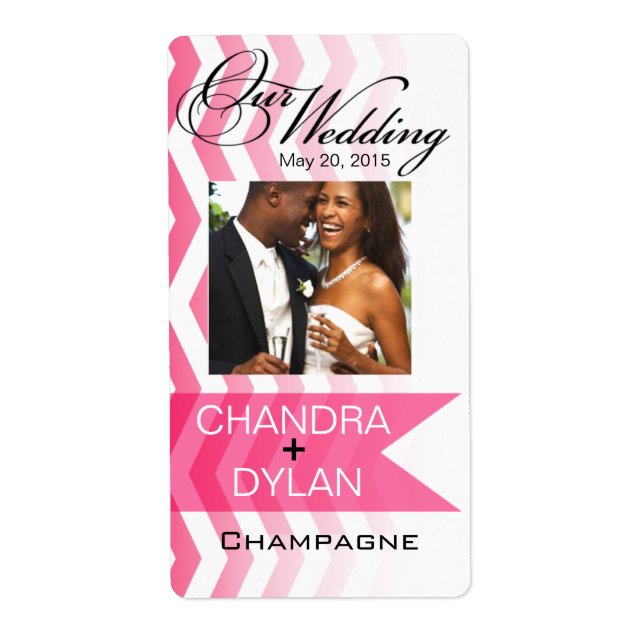 Ombre Chevron Stil! shock rosa Photo! Fraktsedel (Framsidan)