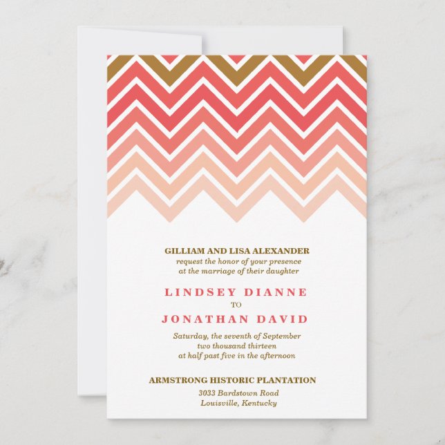 Ombre Chevron Wedding bjudande Inbjudningar (Framsida)