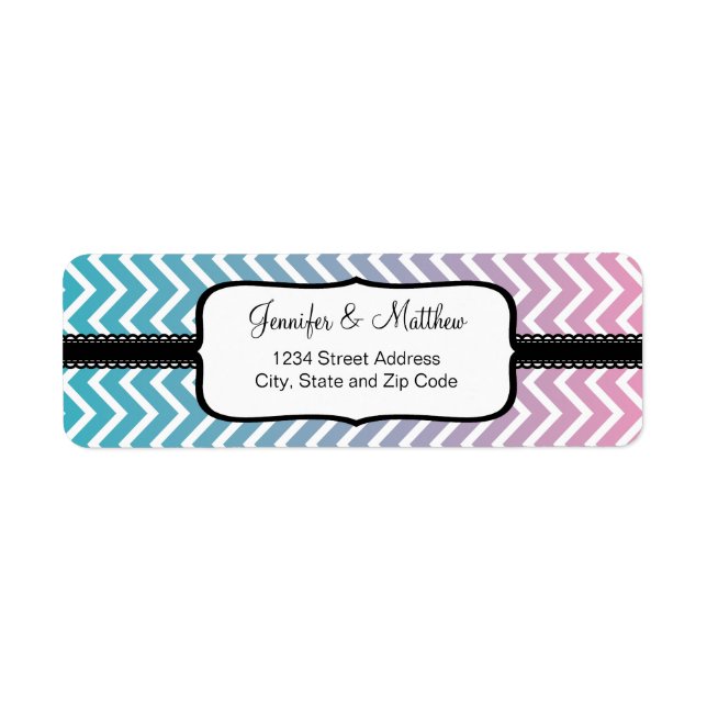 Ombrè Chevron Zigzag Rand Returadress Etikett (Framsidan)