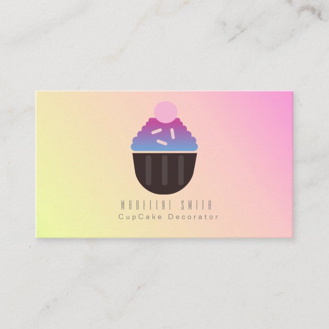 Ombre Cupcake Bakning Tårta Dekoratör Strössel Visitkort (Framsida)