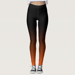 Ombre damasker - svärta in i orange rött leggings