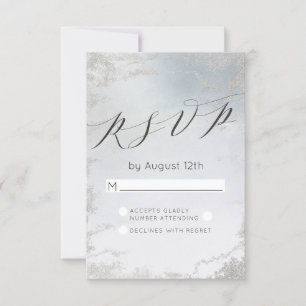 Ombre Dammt blå frostad silver bröllop RSVP Svar
