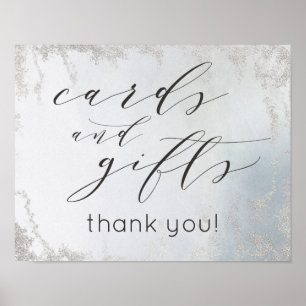 Ombre Dusty Blue Cards & Gifts Bröllop Bord-tecken Poster