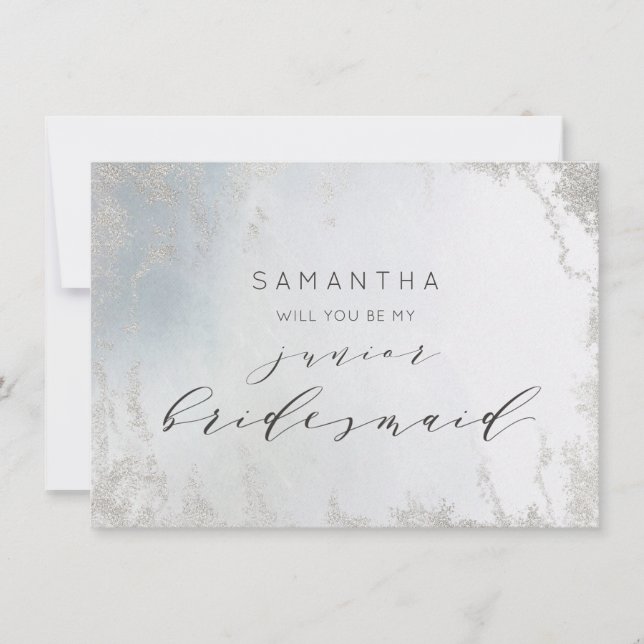 Ombre Dusty Blue Frost Junior Bridesmaid Frieri (Framsida)