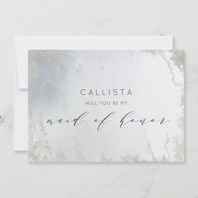 Ombre Dusty Blue Frost Maid of honor Frieri kort (Framsida)