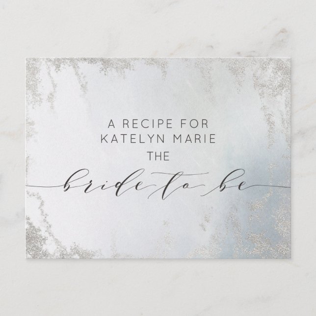 Ombre Dusty Blue Frosted Bride to Be Receptkort Meddelande Vykort (Framsida)