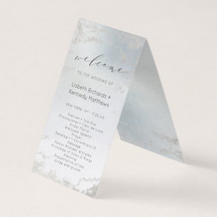 Ombre Dusty Blue Frosted Bröllop Ceremony Program Kort