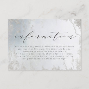 Ombre Dusty Blue Frosted Foil Bröllop Information Tilläggskort
