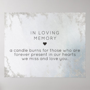 Ombre Dusty Blue Frosted in Loving Memory Sign Poster