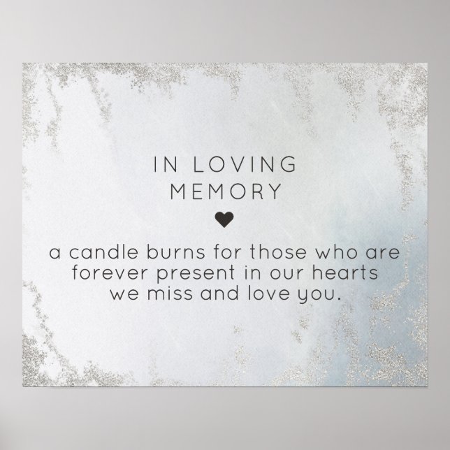 Ombre Dusty Blue Frosted in Loving Memory Sign Poster (Framsidan)