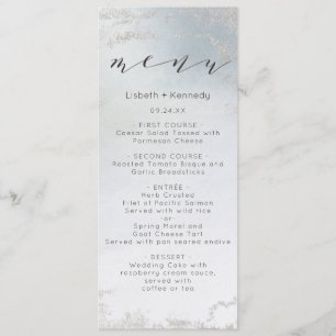 Ombre Dusty Blue Frosted Silver Foil Luxe Dinner Meny
