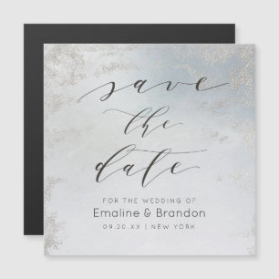 Ombre Dusty Blue Frosted Silver Foil Spara datumet