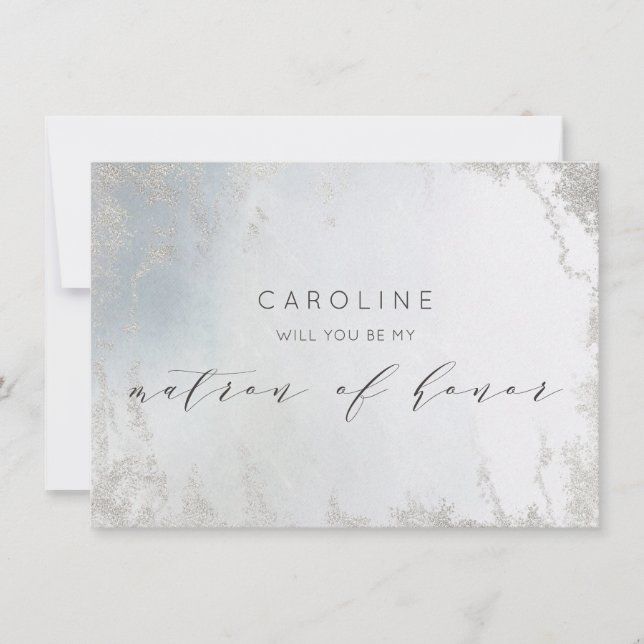 Ombre Dusty Blue Matron of Honor Frieri kort (Framsida)