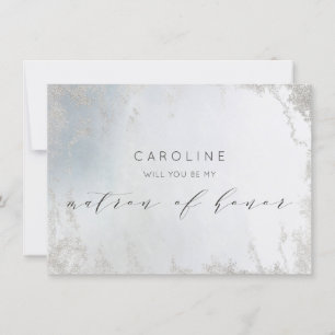 Ombre Dusty Blue Matron of Honor Frieri kort