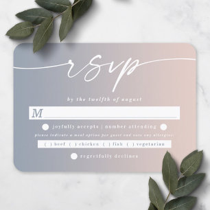 Ombre Dusty Blue & Rosa Bröllop Meal Choice OSA Kort