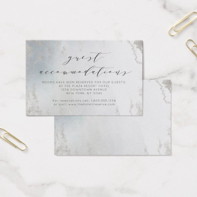 Ombre Dusty Blue Silver-inkvarteringskort Visitkort (Kontor)