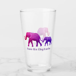 Ombre Elephants Design Drinking Glass Glaskopp