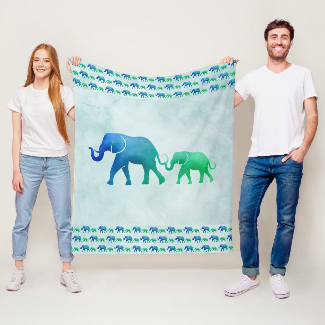 Ombre Elephants Fleece Blanket (På plats)