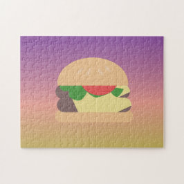 Ombre Färgglad matburger kärlek regnbåge Pussel