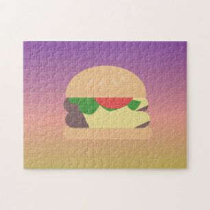 Ombre Färgglad matburger kärlek regnbåge Pussel